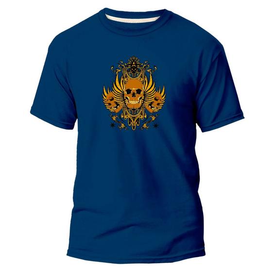 Imagem de Camiseta Algodão Básica Premium Estampa Digital Gold Caveira