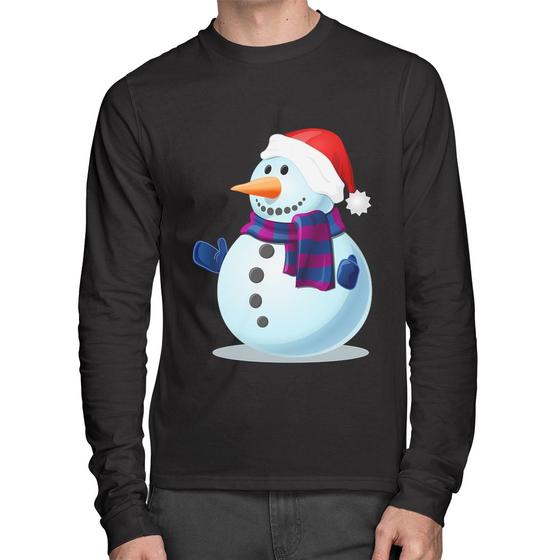 Imagem de Camiseta Algodão Boneco de neve Manga Longa - Foca na Moda