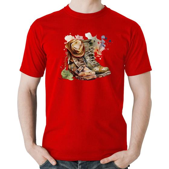Imagem de Camiseta Algodão Botas e Chapéu Retrô - Foca na Moda