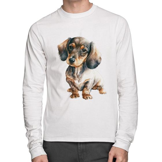 Imagem de Camiseta Algodão Cachorro Dachshund Manga Longa - Foca na Moda