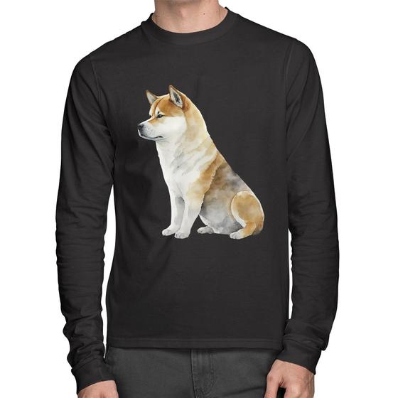 Imagem de Camiseta Algodão Cachorro Shiba Inu Manga Longa - Foca na Moda