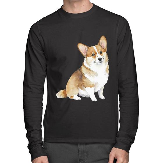 Imagem de Camiseta Algodão Cachorro Welsh Corgi Pembroke Manga Longa - Foca na Moda