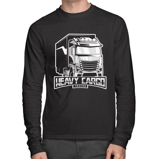 Imagem de Camiseta Algodão Caminhão Heavy Cargo Caminhoneiro Manga Longa - Foca na Moda