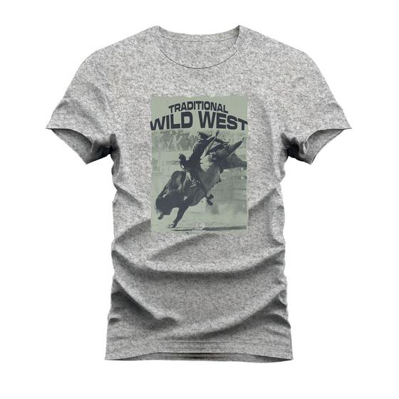 Imagem de Camiseta Algodão Confortável Malha Mácia Estampada Traditional Wild West