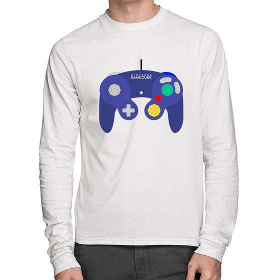 Imagem de Camiseta Algodão Controle Retrô Vídeo Game Gamepad Manga Longa - Foca na Moda