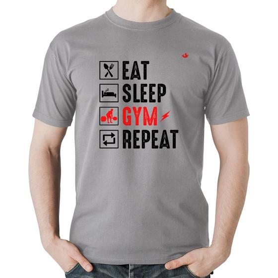 Imagem de Camiseta Algodão Eat, Sleep, Gym, Repeat - Foca na Moda