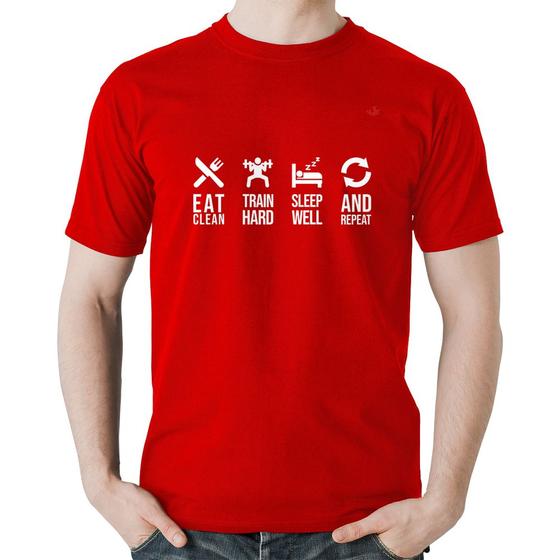 Imagem de Camiseta Algodão Eat, train, sleep, repeat - Foca na Moda