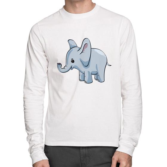 Imagem de Camiseta Algodão Elefante Bebê Manga Longa - Foca na Moda