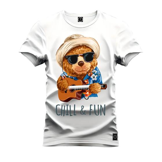 Imagem de Camiseta Algodão Estampada Unissex Nexstar Varias Cores Urso Paz E Violão