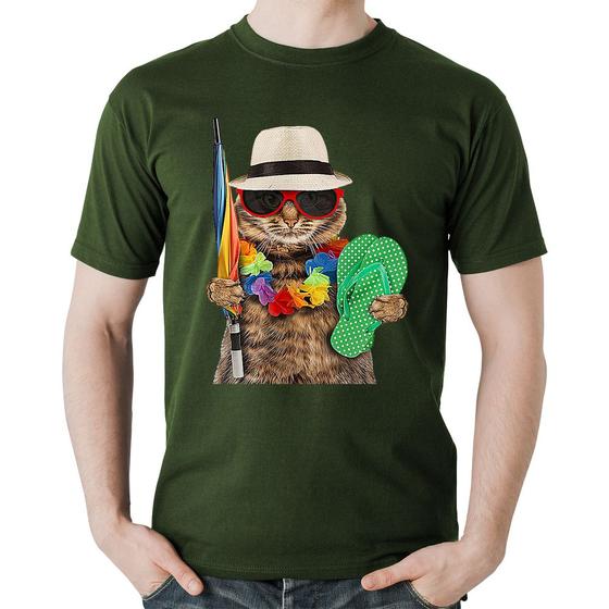 Imagem de Camiseta Algodão Gato nas Férias - Foca na Moda