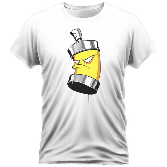 Imagem de Camiseta Algodão Gola Redonda Feminino Masculino Manga Curta Estampada Spray Face