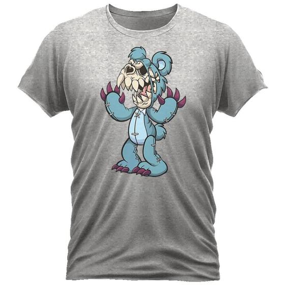 Imagem de Camiseta Algodão Gola Redonda Feminino Masculino Manga Curta Estampada Urso Caveira