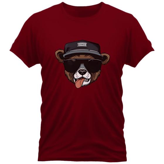 Imagem de Camiseta Algodão Gola Redonda Feminino Masculino Manga Curta Estampada Urso Life