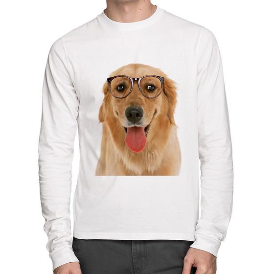 Imagem de Camiseta Algodão Golden Retriever de Óculos Manga Longa - Foca na Moda