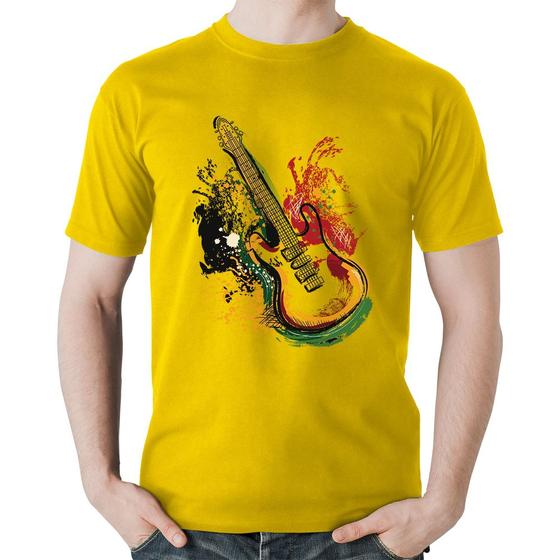 Imagem de Camiseta Algodão Guitarra Reggae - Foca na Moda