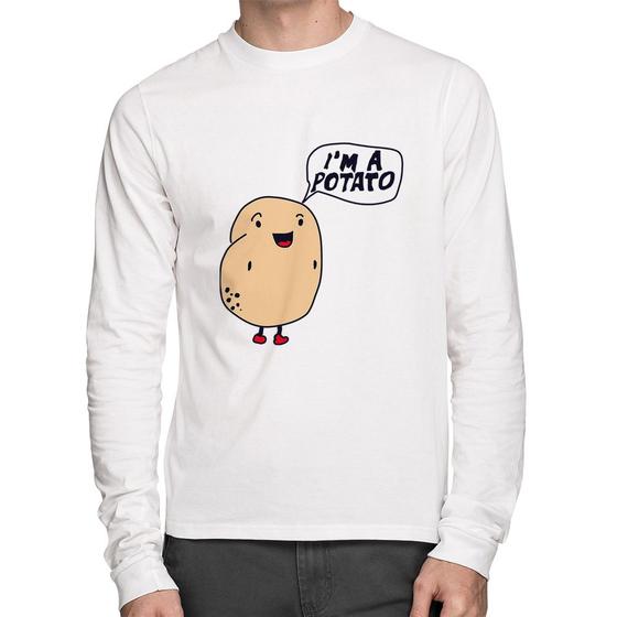 Imagem de Camiseta Algodão I'm A Potato Manga Longa - Foca na Moda