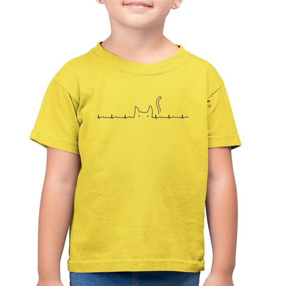 Imagem de Camiseta Algodão Infantil Batimentos Cardíacos Gato - Foca na Moda