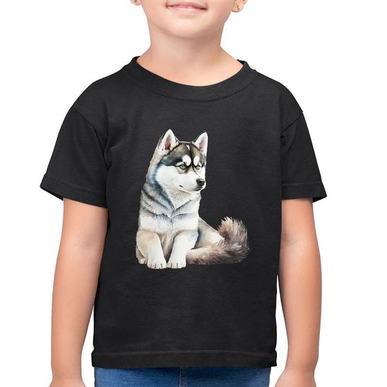 Imagem de Camiseta Algodão Infantil Cachorro Husky Siberiano - Foca na Moda