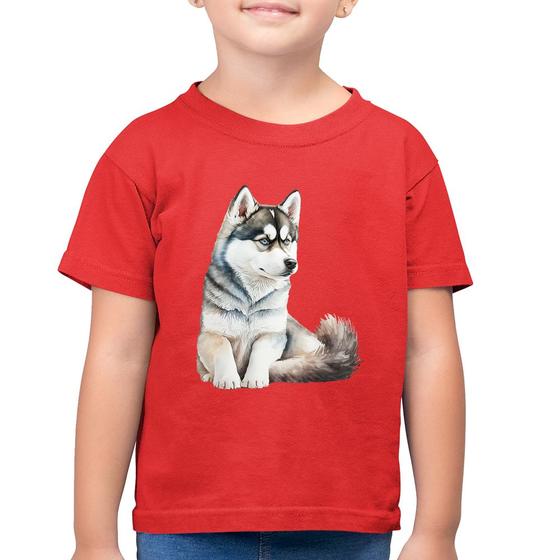 Imagem de Camiseta Algodão Infantil Cachorro Husky Siberiano - Foca na Moda