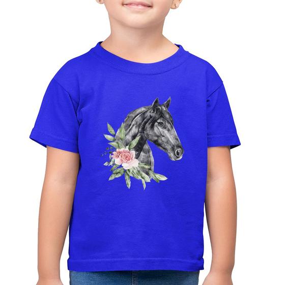 Imagem de Camiseta Algodão Infantil Cavalo e Flores - Foca na Moda