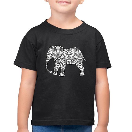 Imagem de Camiseta Algodão Infantil Elefante Mandala - Foca na Moda