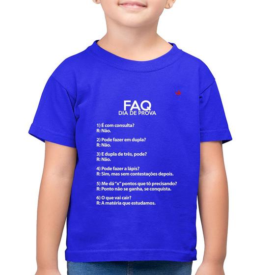 Imagem de Camiseta Algodão Infantil FAQ Dia de Prova - Foca na Moda