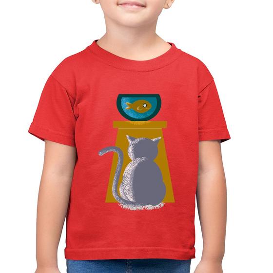 Imagem de Camiseta Algodão Infantil Gato e Aquário - Foca na Moda