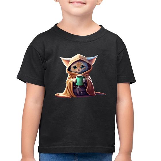 Imagem de Camiseta Algodão Infantil Gato Jedi - Foca na Moda