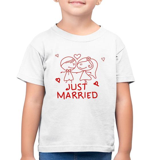 Imagem de Camiseta Algodão Infantil Just Married - Foca na Moda