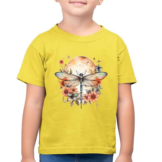 Imagem de Camiseta Algodão Infantil Libélula, Lua e Flores - Foca na Moda