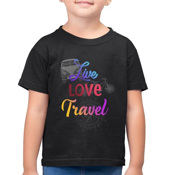 Imagem de Camiseta Algodão Infantil Live Love Travel - Foca na Moda