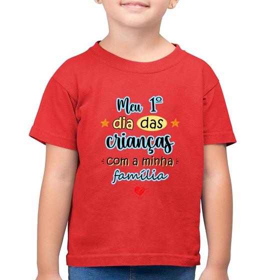 Imagem de Camiseta Algodão Infantil Meu primeiro dia das crianças (azul) - Foca na Moda