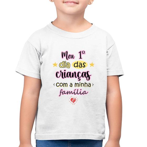 Imagem de Camiseta Algodão Infantil Meu primeiro dia das crianças (rosa) - Foca na Moda