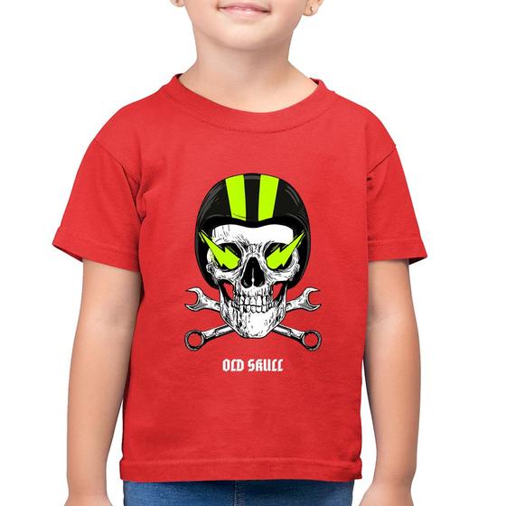 Imagem de Camiseta Algodão Infantil Old Skull Motorcycle - Foca na Moda