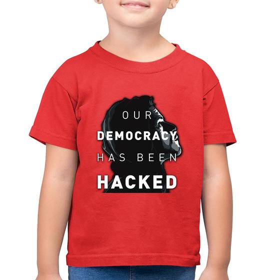 Imagem de Camiseta Algodão Infantil Our Democracy Has Been Hacked - Foca na Moda