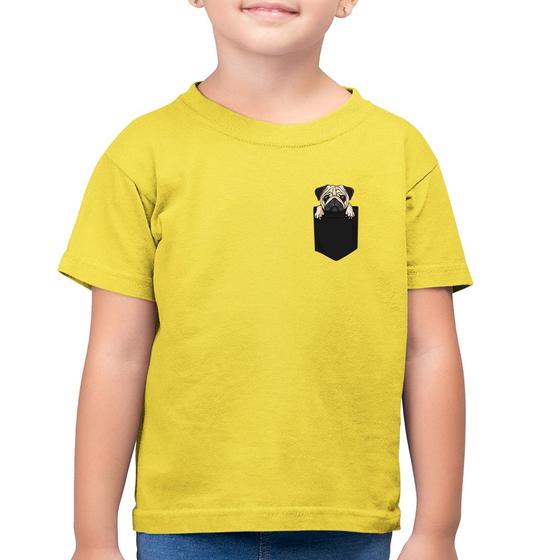 Imagem de Camiseta Algodão Infantil PUG de Bolso - Foca na Moda