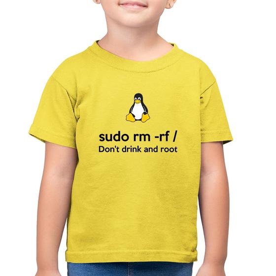 Imagem de Camiseta Algodão Infantil sudo rm -rf / (Don't drink and root) - Foca na Moda