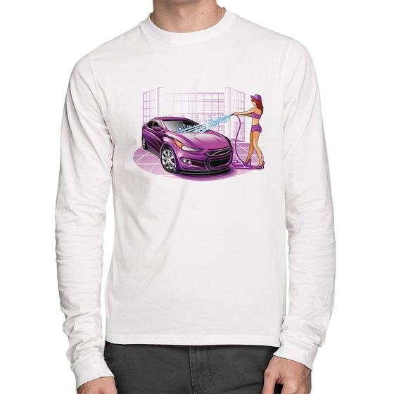 Imagem de Camiseta Algodão Lava Jato Carro Roxo Manga Longa - Foca na Moda