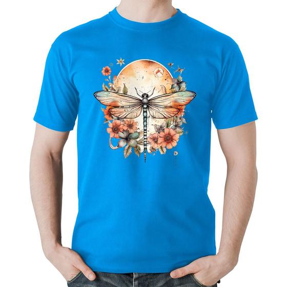 Imagem de Camiseta Algodão Libélula, Lua e Flores - Foca na Moda