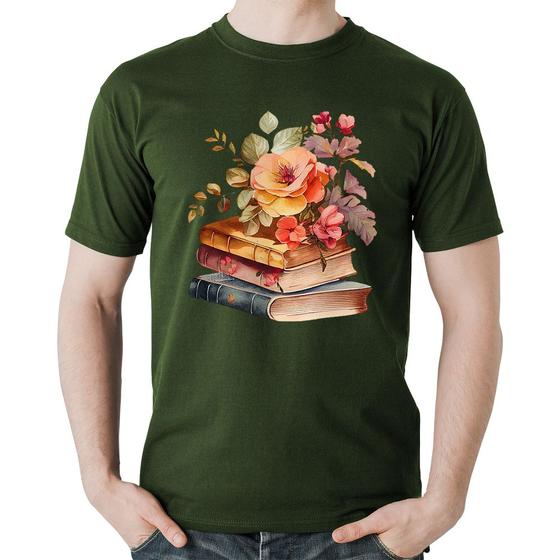 Imagem de Camiseta Algodão Livros e flores - Foca na Moda