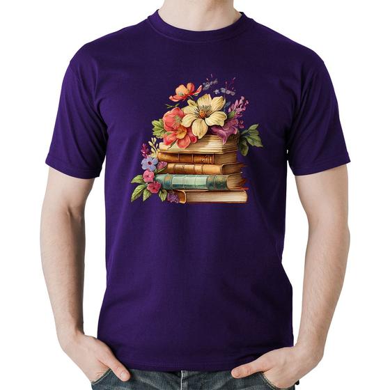 Imagem de Camiseta Algodão Livros e Flores Vintage - Foca na Moda