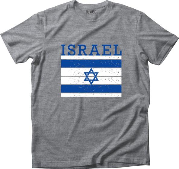 Imagem de Camiseta Algodão Masculina Bandeira Estilo Vintage Israel