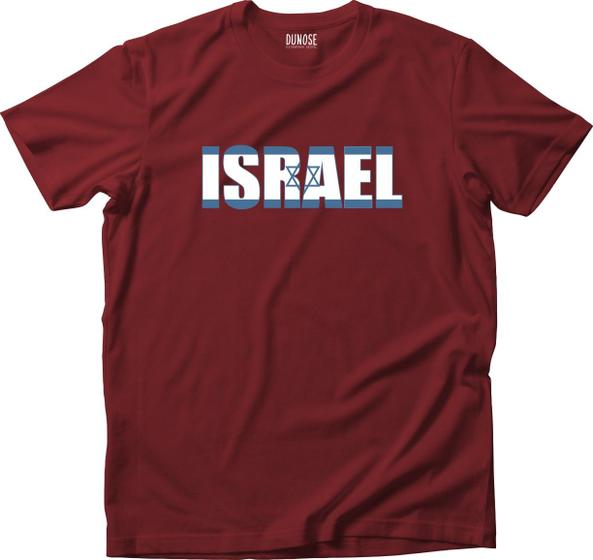 Imagem de Camiseta Algodão Masculina Israel Escrito Bandeira