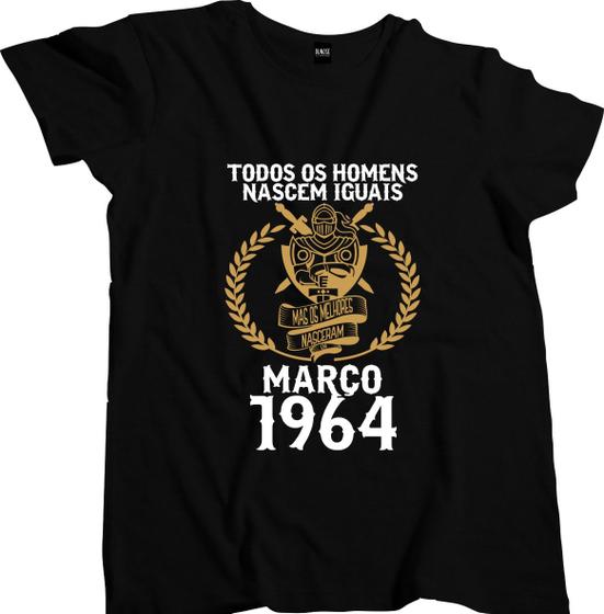 Imagem de Camiseta Algodão Masculina Melhores nascem 1964 março