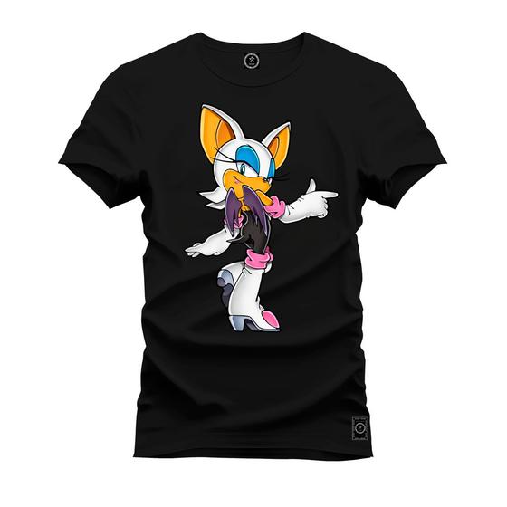 Imagem de Camiseta Algodão Plus Size Premium Tamanho Especial Gatinha Sonic