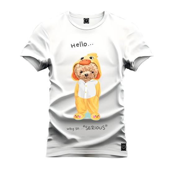 Imagem de Camiseta Algodão Plus Size Tamanho Grande Urso Hello 