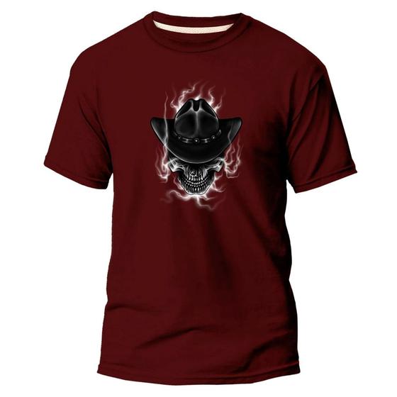 Imagem de Camiseta Algodão Premium Estampa Digital Caveira com Chapeu 