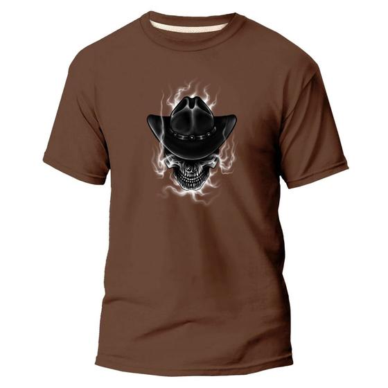 Imagem de Camiseta Algodão Premium Estampa Digital Caveira com Chapeu 