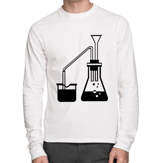 Imagem de Camiseta Algodão Química Erlenmeyer e Bequer Manga Longa - Foca na Moda