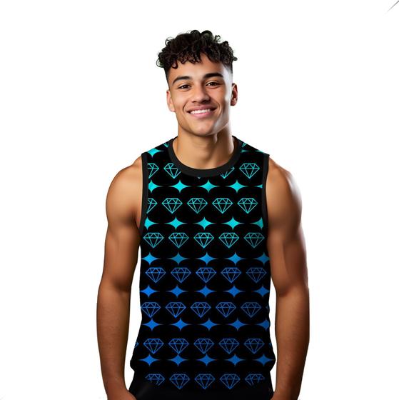 Imagem de Camiseta Algodão Regata Verão Estilo Moda Praia Diamantes Brilho Valor 447